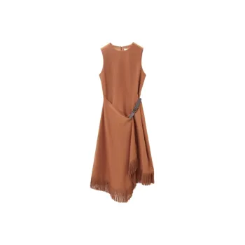 OVV Long Sleeved Dresses Women's Caramel Solid Color A3