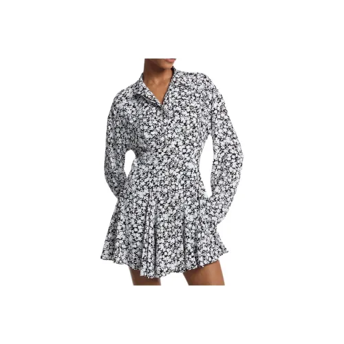 MICHAEL KORS Floral Print Satin Back Crepe Shirtdress