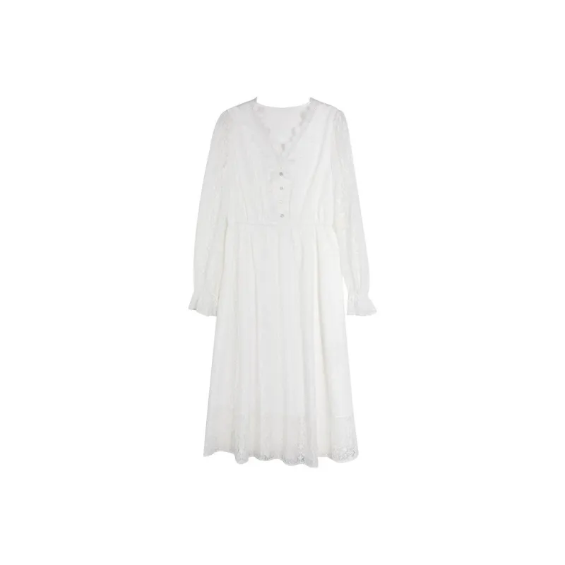 3COLOUR Long-Sleeved Dresses Women's White-0