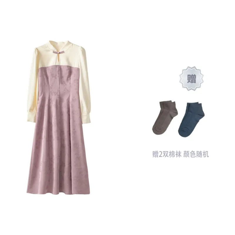 ANNECHEN Long Sleeved Dress Women's Purple-0