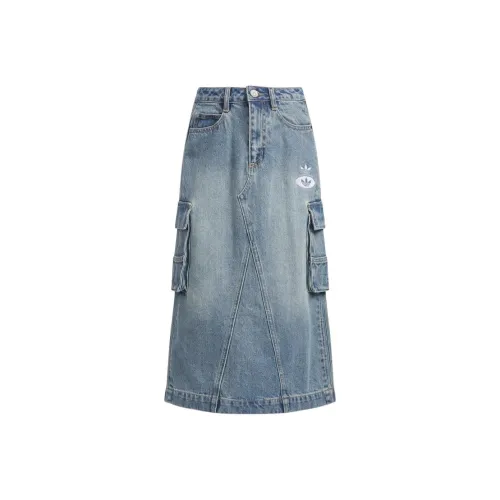 Adidas Originals Denim Long Skirts Women
s Light Blue