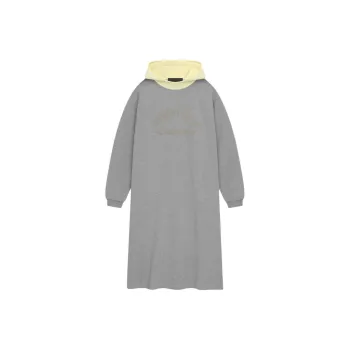 Fear Of God Essentials Women's Nylon Fleece Hooded Dress Dark Heather Oatmeal/Garden Yellow