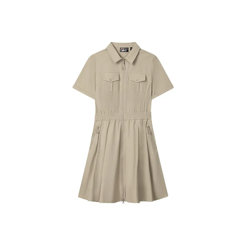 FILA ORIGINALE Short Sleeved Dresses Women's Wild Grass Khaki-0