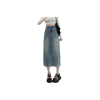 SITOL Denim Long Skirts Women's Blue