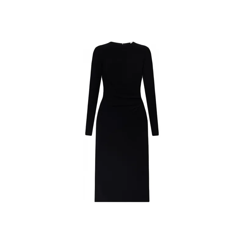 Burberry Check Patterned Ruched Midi Dress-0