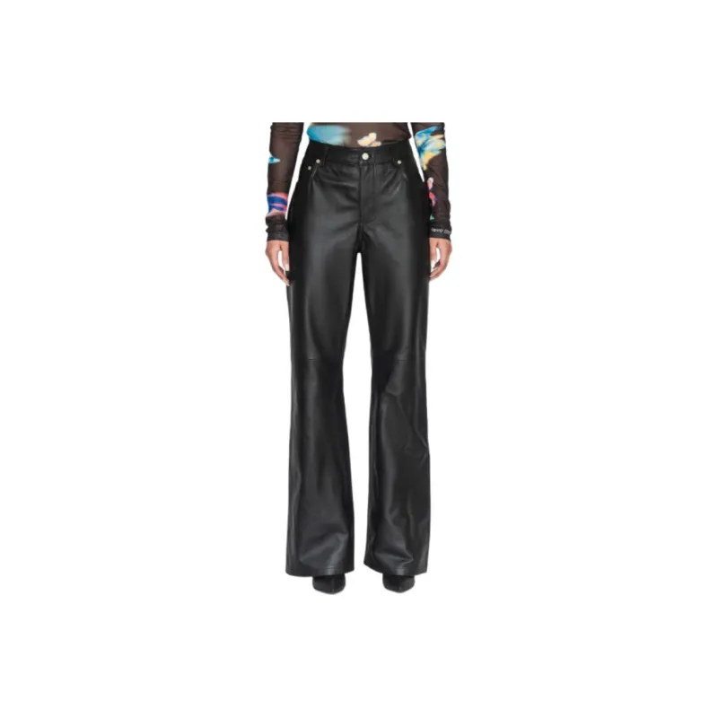 MOSCHINO Leather Flared Trousers-0