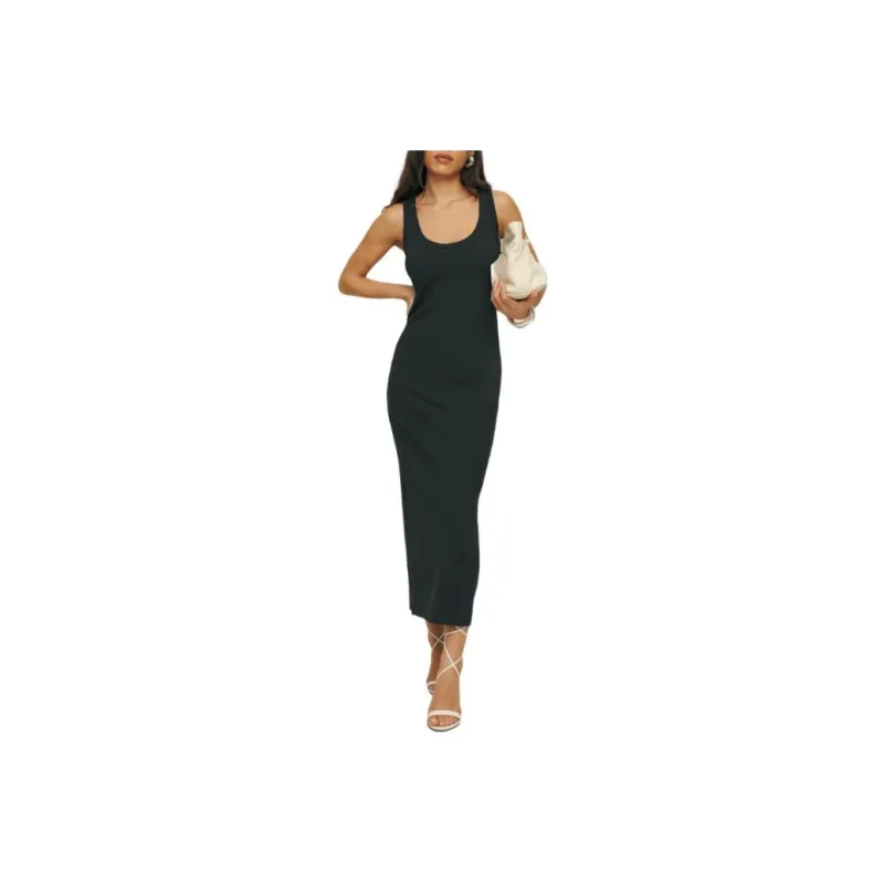 REFORMATION Bijou Knit Dress Sleeveless Dress Women's Black-0