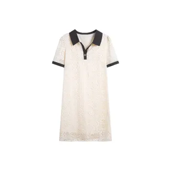 PIERRE CARDIN Short Sleeved Dress Women's Ecru