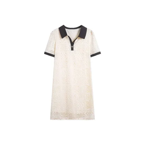 PIERRE CARDIN Short Sleeved Dress Women's Ecru