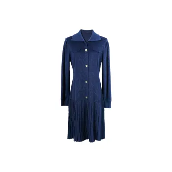 MISSSHINE Long Sleeved Dresses Women's Navy Blue