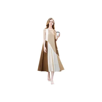 TOUCH Sleeveless Dress Women's Coffee And Beige Khaki