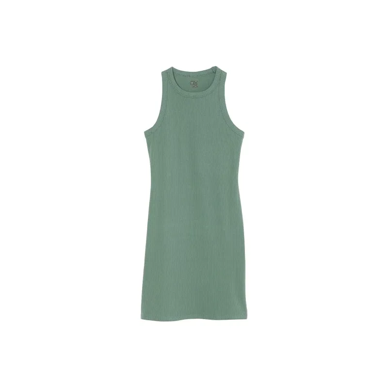Victoria's Secret PINK CONTOUR RIBBED MINI DRESS/Forest Pine Sleeveless Dress Women's Forest Green-0