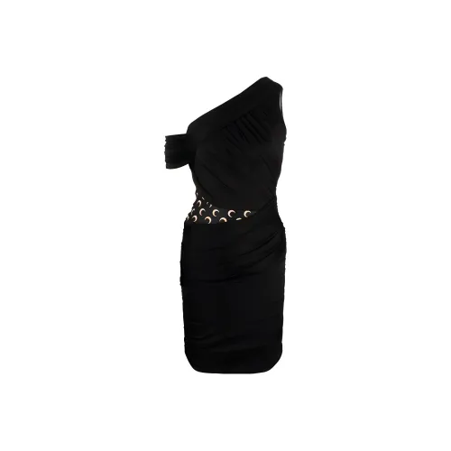 Marine Serre Crescent Detailed One Shoulder Dress