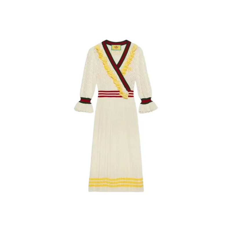 GUCCI Long Sleeved Dress Women's Beige-0