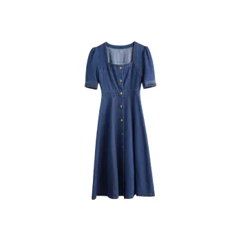 Olrain Short Sleeved Dresses Women's Denim Blue