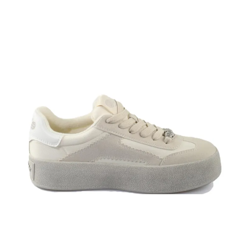 Buffalo Low Top Skateboard Shoes Unisex Cream Beige-1