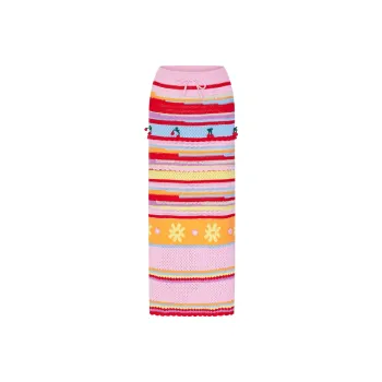 URBAN REVIVO Boho Style Knit Long Skirt Women's Multicolor