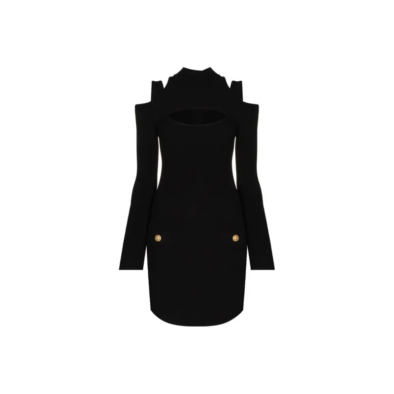 BALMAIN Cut out Long sleeve Minidress-0