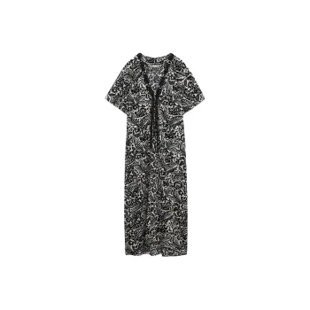 ZARA Short-Sleeved Dresses Women's White/Black