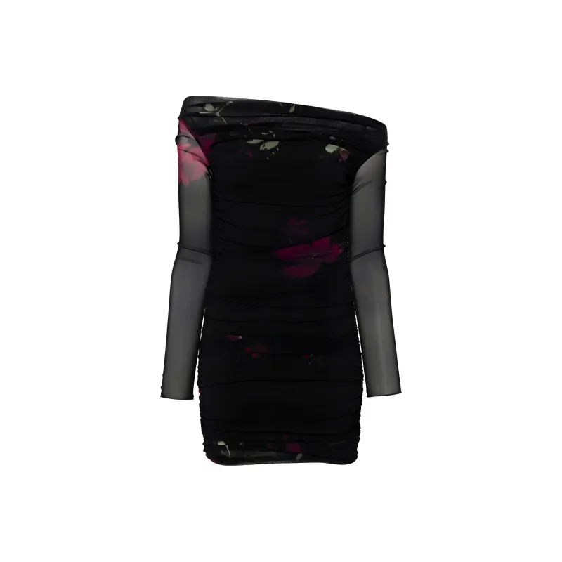 Blumarine Rose print Tulle Mini Dress-0