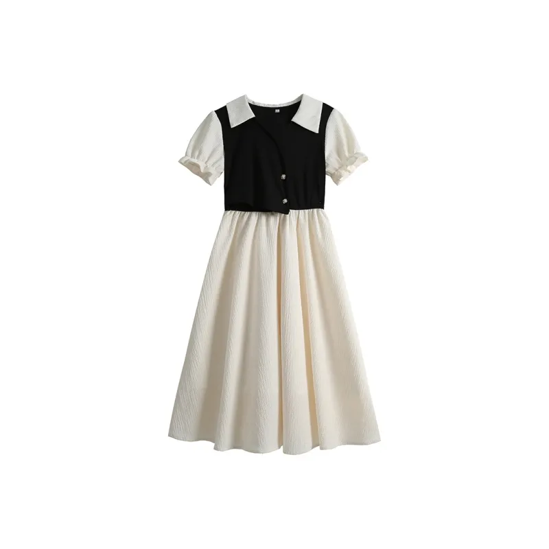 KAISER Short Sleeved Dresses Women's White & Black-0