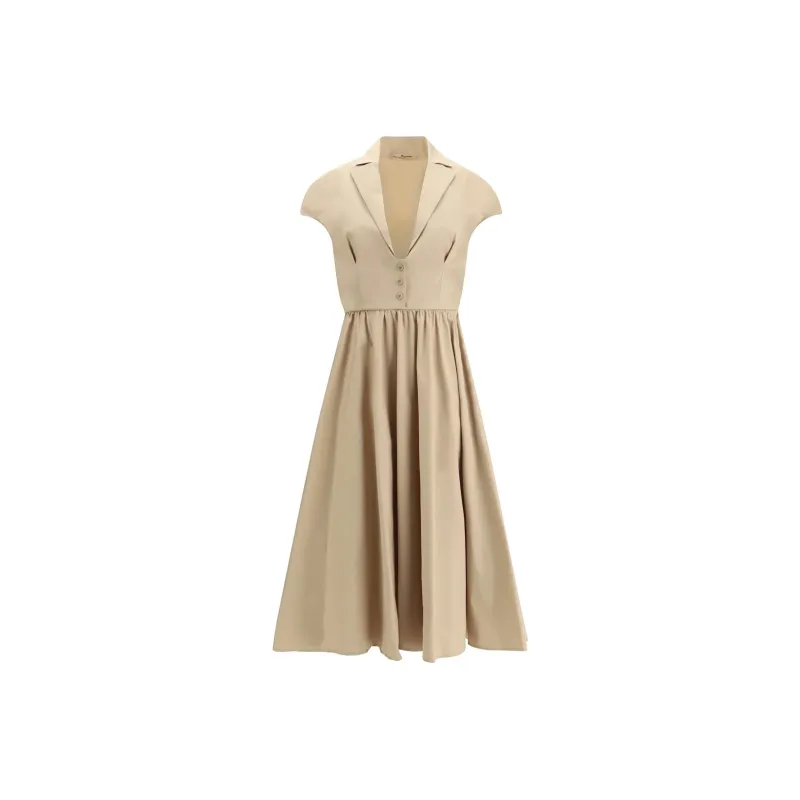 ERMANNO SCERVINO V Neck Pleated Dress-0