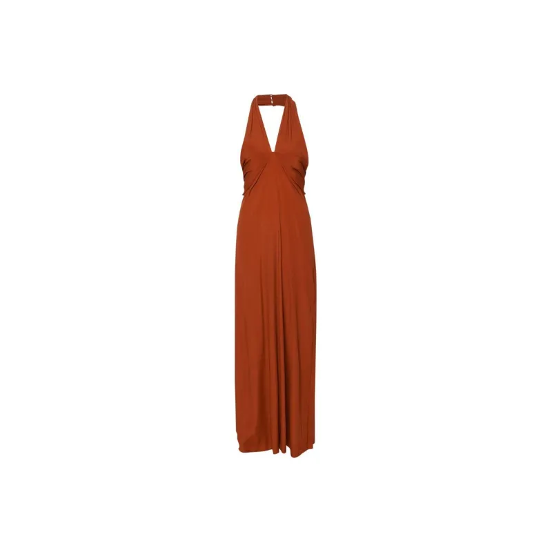 SEMICOUTURE Halterneck Crepe Maxi Dress-0