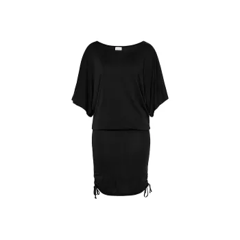 Victoria's Secret LASCANA Off-the-Shoulder Ruched Dress Black Short-Sleeved Dresses Women's Black