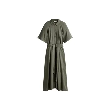 H&M Short Sleeved Dresses Women's Dark Khaki Green