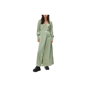 NASTY GAL Jacquard Long Sleeve Maxi Dress Long-Sleeved Dresses Women's Sage Green