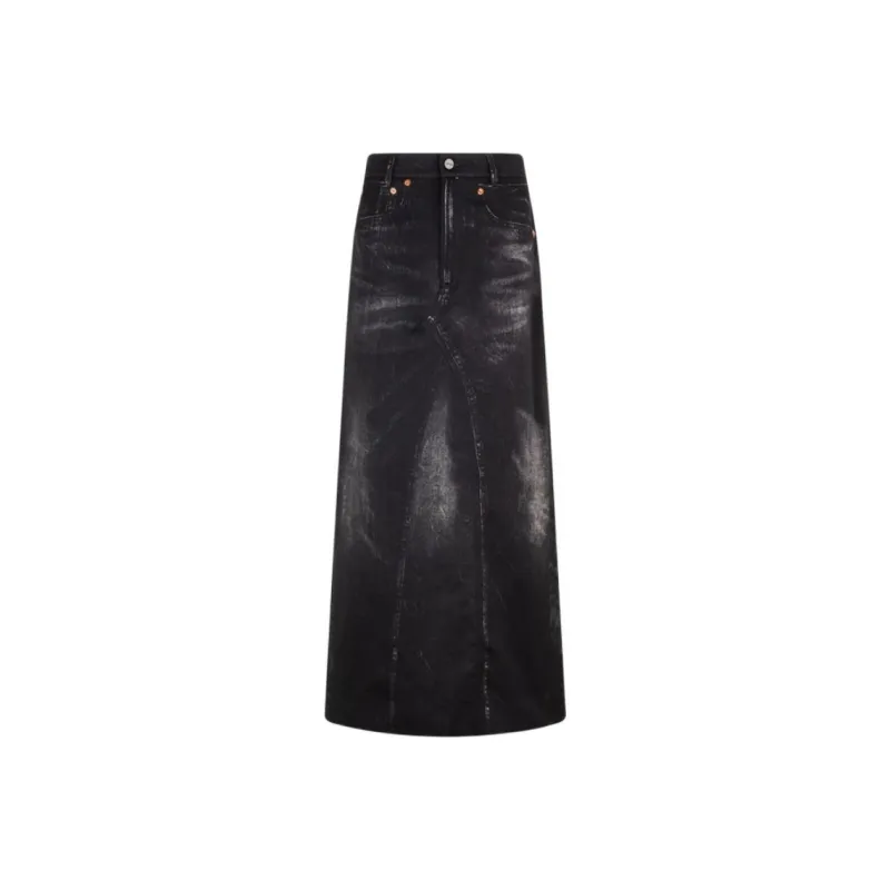 CALVIN KLEIN Denim Long Skirts Women's Black Gray-0