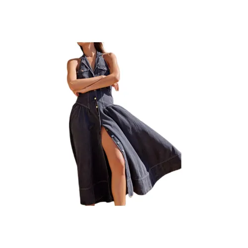 FREE PEOPLE Soundwave Maxi Dress Sleeveless Dress Women's Blackout/Shading