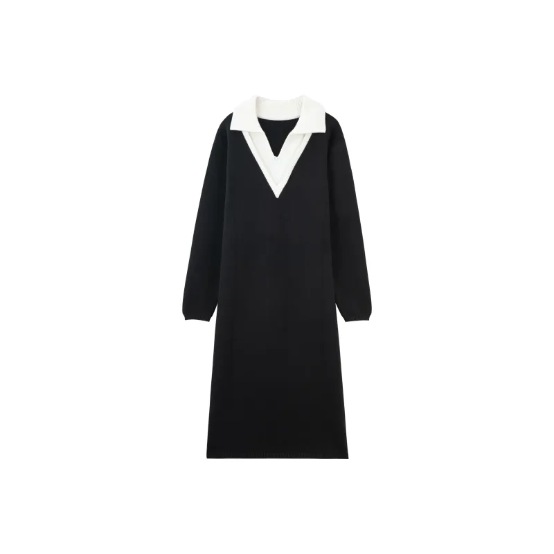 BASIC HOUSE FW23 Long-Sleeved Dresses Women's Black-0