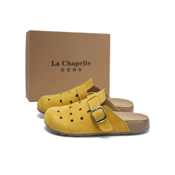 La Chapelle Cut Out Antibacterial Slip Resistant Abrasion Resistant Odor Resistant Closed Toe Slippers Women's Yellow