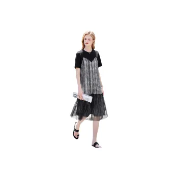 TOUCH Short Sleeved Dresses Women's Black & Heather Gray