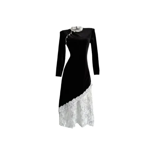 OSQ Long Sleeved Dresses Women's Black