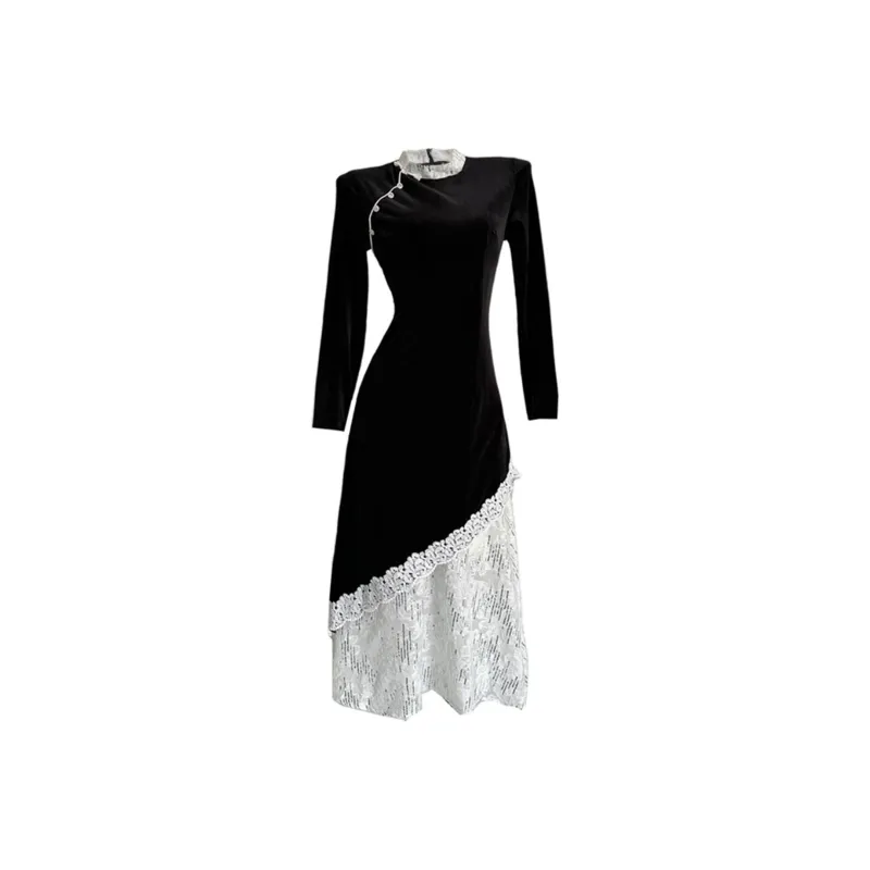 OSQ Long-Sleeved Dresses Women's Black-0