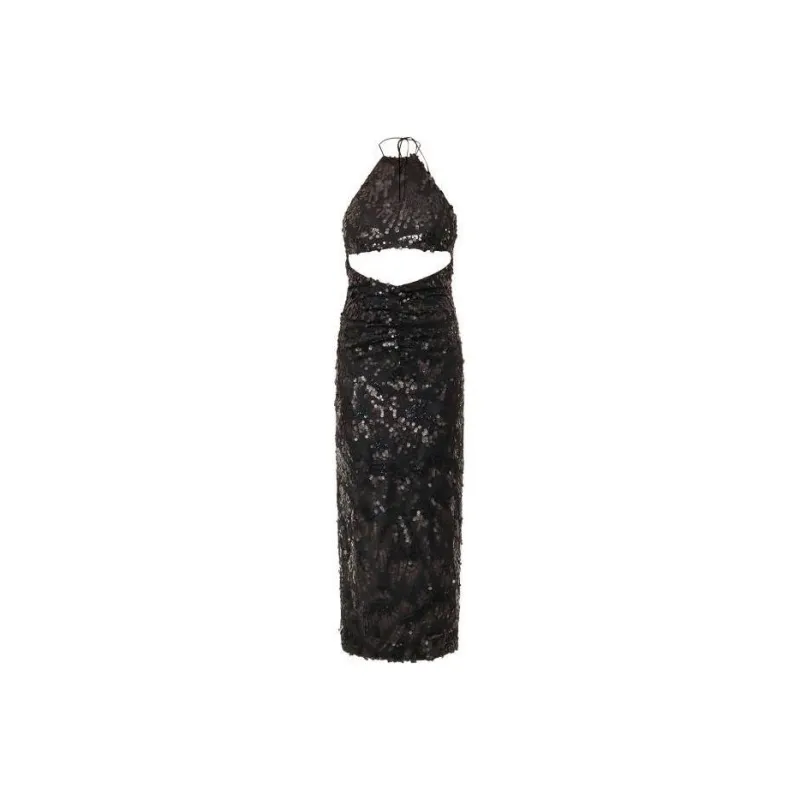 Rotate Sequin Embellished Halterneck Midi Dress-0