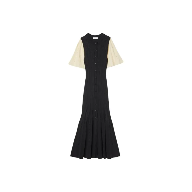 Sandro Ribbed-knit Button-up Midi Dress-0