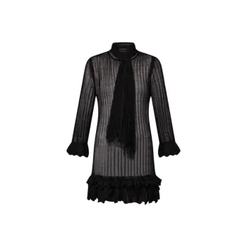 LOUIS VUITTON Ruffle Trim Lavallière Knit Dress