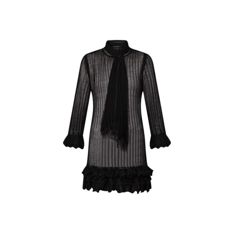 LOUIS VUITTON Ruffle Trim Lavallière Knit Dress-0