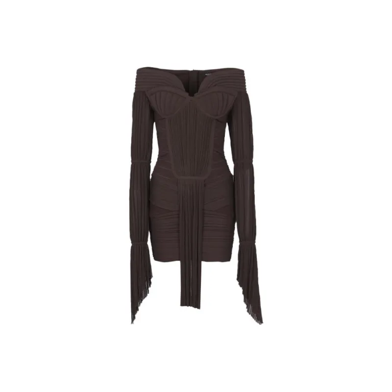 BALMAIN Long-Sleeved Dresses Women's Brown-0