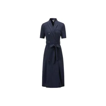 JZ Juzui Short Sleeved Dress Women's Dark Blue Stripe