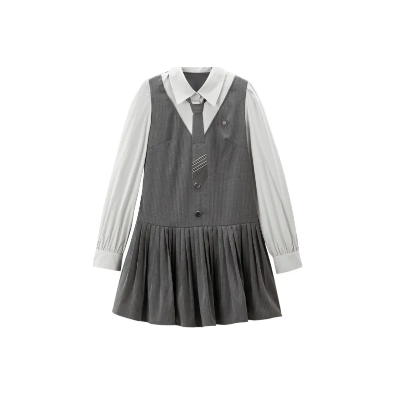 LEDIN Long Sleeved Dress Women's Silver Candle Gray-0