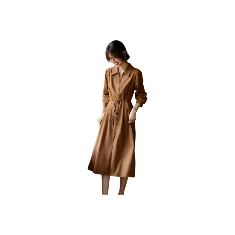XWI Long Sleeved Dresses Women's Coffee-0