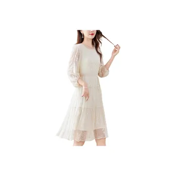 To The West Short Sleeved Dresses Women's Beige