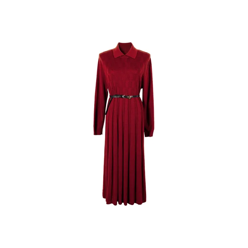 MISSSHINE Long Sleeved Dresses Women's Coffee-2