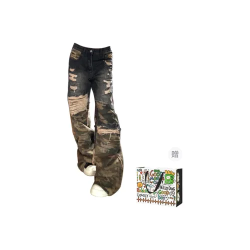 HAPG Jeans Women's Camouflage Patchwork