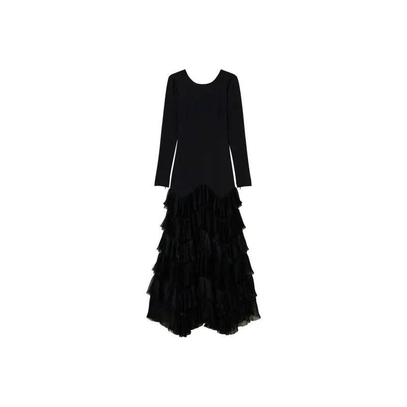Twinset Pleated Tulle Flounces Maxi Dress-0