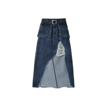 ANDREA MARTIN Denim Long Skirts Women's Blue